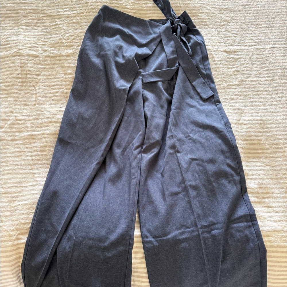 Commense Women's Navy Wrap Wide-Leg Pants